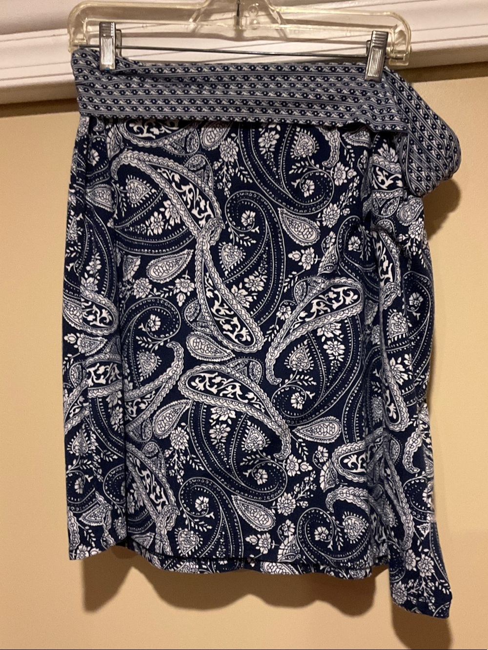 Faded Glory Woman's A Line SkirtNavy and White Paisley L (12-14) Boho Skirt